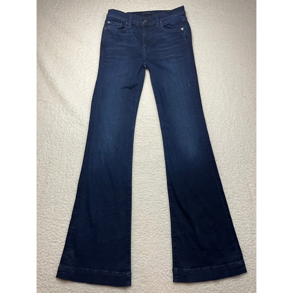 7 For All Mankind Jeans Womens 28 Blue Dojo Flare Leg Dark Wash Stretch Denim - Picture 2 of 11